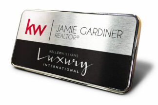 Framed Name Tag - Silver/Black 1.5x3 Luxury